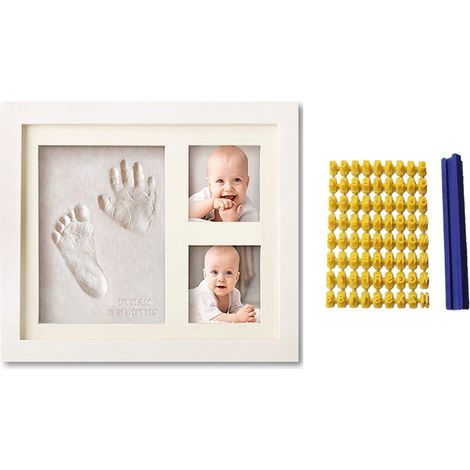 Ensemble de cadres photo avec empreintes de mains et de pieds de bébé, un souvenir de votre bébé, un ensemble pour immortaliser la naissance, comprenant des modèles alphanumériques, blanc, 28 cm x 23 (1/5)