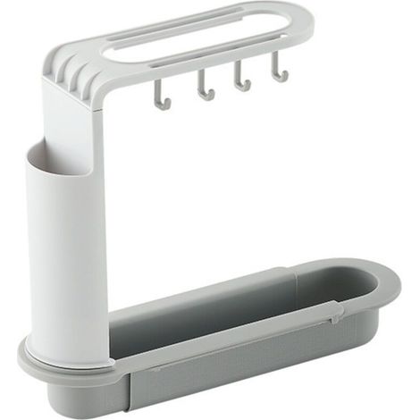 Support d'évier extensible multifonction pour cuisine, organisateur de rangement pour évier, porte-éponge et accessoires de lavabo (1/5)