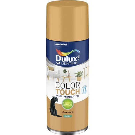 Dulux Valentine – Peinture aérosol satin ocre dorée 400 ml – Application facile sans sous-couche – Séchage rapide en 1h – Formule à base d'eau