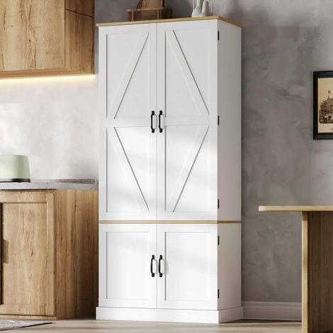 Armoire haute 80x40x180 cm blanche en MDF avec éclairage à détection de mouvement et rangements modulables (1/5)