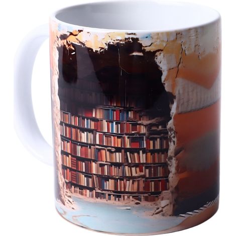 Mug à café en céramique résistante à la chaleur, motif étagère 3D, multifonctionnel, idéal pour la maison, le dortoir ou le bureau (taille 6). (1/5)