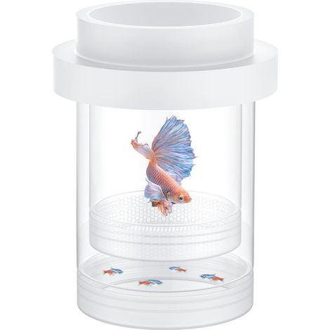 Boîte d'élevage pour aquarium, boîte d'élevage flottante pour guppys, séparateur d'alevins, incubateur en plastique pour crevettes, bettas et poissons-clowns (grand format) (1/5)