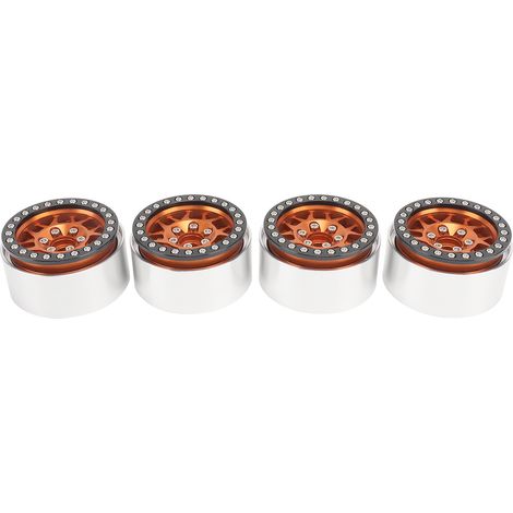 4 Pièces Jantes Alliage CNC 1.9 Pouces pour Axial SCX10, Roues Beadlock 1/10, Compatible Redcat MST, Orange (1/5)