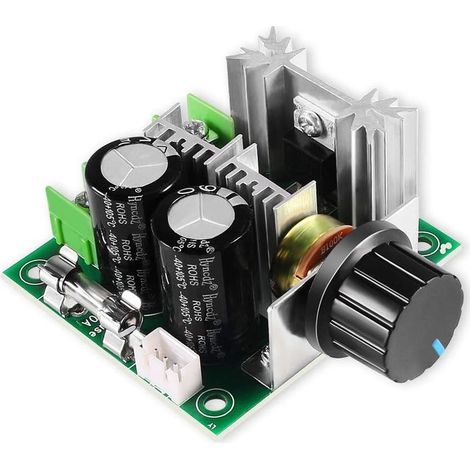 Controlador de velocidad para motor de CC de 12V-40V 10A, controlador de alta frecuencia de radiación y alto par con perilla de alta eficiencia e interruptor regulador. (1/5)