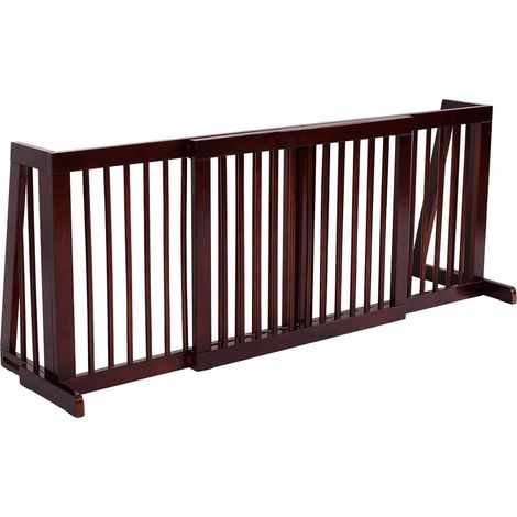 Goplus – Barrière de sécurité pour chien en bois de pin – 3 panneaux réglables 140-203cm – Structure stable et pliable – Protection pour animaux