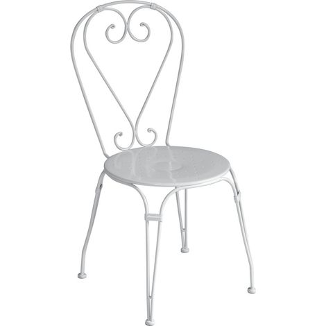 Set 4 Sedie Bar e Giardino Shabby Chic con Cuscini Color Bianco Avorio Sedie per Esterni Sedie Giardino Impilabili (1/4)