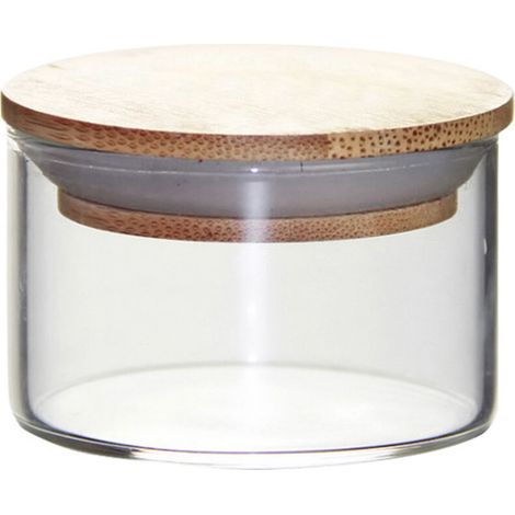 Mini boîte de thé B & B en verre de 5cm de diamètre, boîte de thé parfumée en grains de café scellée avec couvercle en bambou, boîte de rangement de voyage à domicile (1/5)