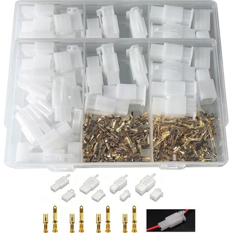 Kit de 400 conectores automotrices de 2,8 mm con 2, 3, 4 y 6 pines. Conectores de cables eléctricos automotrices de 2,8 mm y surtido de terminales de crimpado para motocicletas, automóviles y camiones