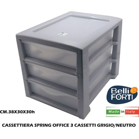 Cassettiera da Ufficio Scrivania Office 3 Cassetti Grigio Color Belli&Forti