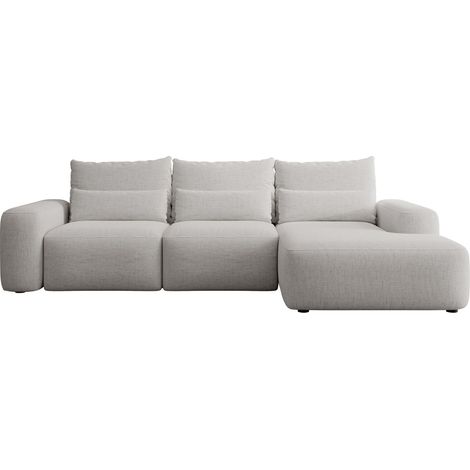 Selsey CARNOS - Ecksofa mit Schlaffunktion, wasserabweisendem Chenille-Bezug in Grau, rechtsseitig (1/5)