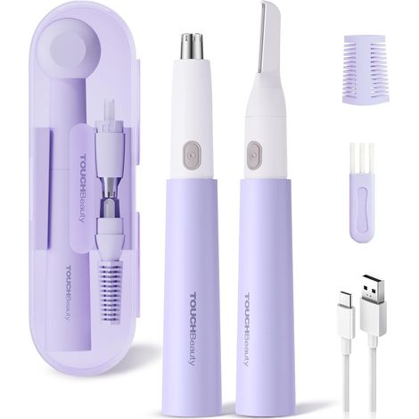 Tondeuse à poils pour oreilles et nez 2024, tondeuse tout-en-un pour femme, moteur puissant de 11 000 tr/min, rechargeable par USB, étanchéité IPX7 pour le visage, les oreilles, le nez et (1/5)