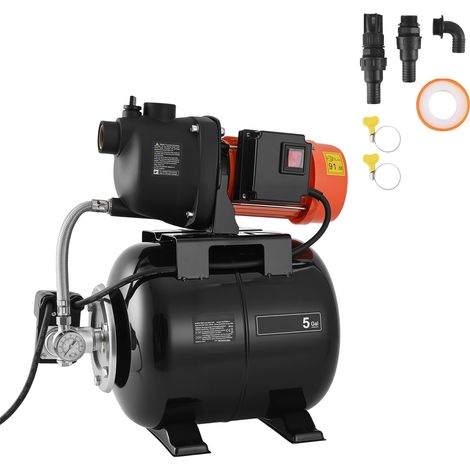 Mophorn Hauswasserwerk 800 W, 5000 L/h Jetpumpe mit 19 L Drucktank, 49 m Förderhöhe, mit automatischem Fördersystem & Kunststoffpumpenkopf, ideal für Gartenbewässerung und Wasserversorgung im Haushalt (1/5)
