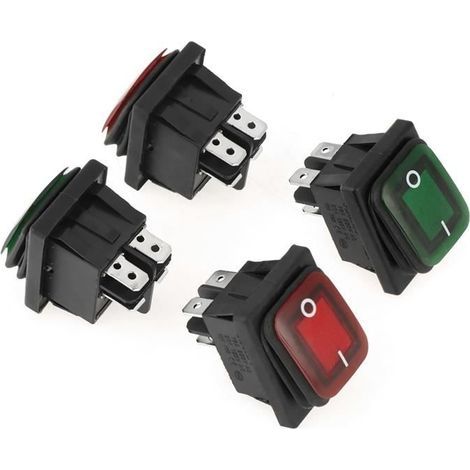 (Rot, Grün) Wippschalter - TMISHION - 4 Stück/Set - IP67 wasserdicht - 4 Pins - 2 Ein-/Aus-Positionen (1/4)
