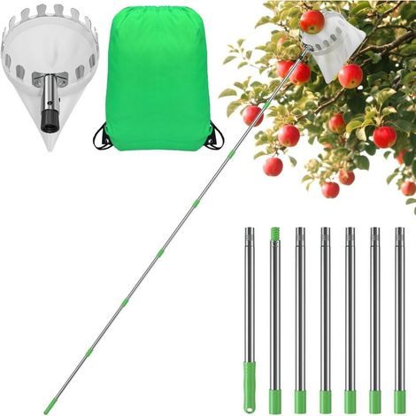 2.8m Cueille Fruit Télescopique Cueille-Fruits avec Manche Cueillette des Pommes Ramasse Pomme (1/4)