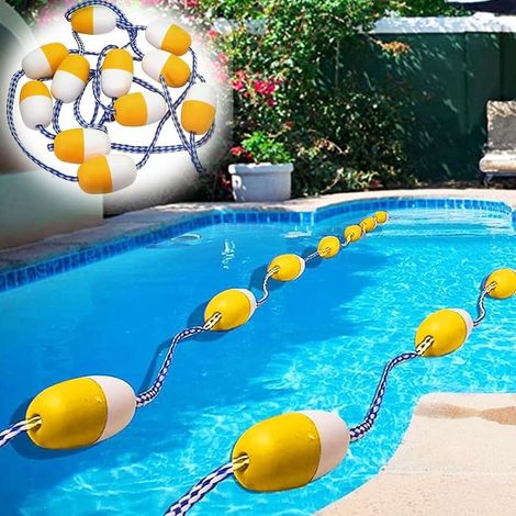 Générique Ligne de séparation Flottante pour Piscine,Corde de sécurité Flottante avec Crochets,échelle de Piscine,Ligne de séparation Flottante,3 à 165 Pieds (4,57 m) en PVC,barrière de sécurité (1/5)