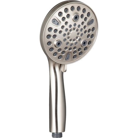 1 ducha de mano, 6 tipos de chorro, interruptor de encendido/apagado, alta presión, níquel cepillado, baño (1/5)