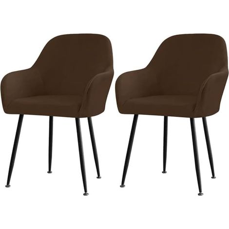 Ensemble de 2 housses de fauteuil universelles, amovibles et lavables, marron, pour chaises de salle à manger, cuisine, restaurants, banquets et mariages. (1/5)