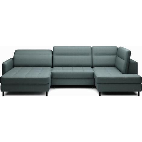 Sofá de esquina convertible BERTHO 306 cm verde oscuro – Ángulo izquierdo con baúl (1/5)