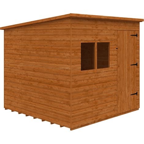 8 x 8 Feet Deluxe Pent 12mm Shed - Solid Wood/Softwood/Pine - L235 x W235 x H217.3 cm - Burnt Orange