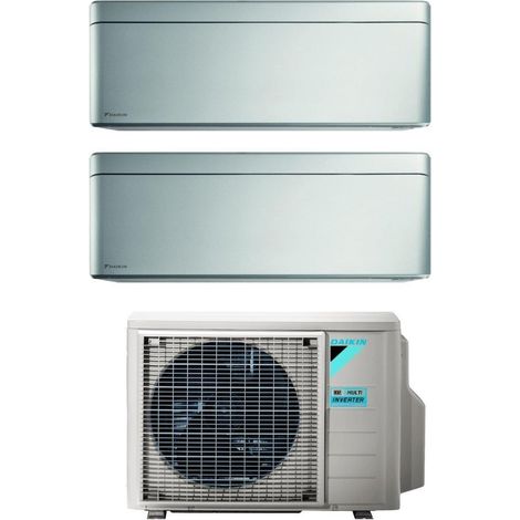 Daikin Bluevolution Dual Split Climatiseur rèversible Série STYLISH TOTAL SILVER 7+7 avec 2MXM40M/N R-32 Wi-Fi intégré 7000+7000 Couleur Gris - garantie europèenne