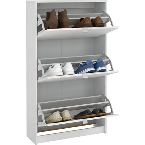Dmora - Schuhschrank Irina, Schuhregal, Mehrzweck-Eingangsgarderobe, Möbel für Schuhe, 70x24 h124 cm, Weiß