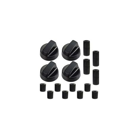 Ensemble de 4 boutons de rechange pour cuisinière à gaz, diamètre intérieur 6 mm/8 mm, pièces de rechange pour four et cuisinière - Noir (1/5)