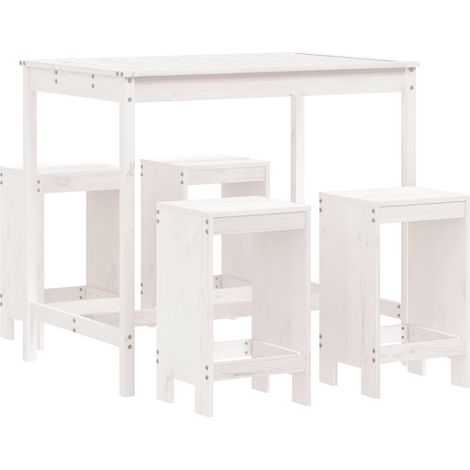 Maison Exclusive - 5-tlg. Gartenbar-Set Weiß Massivholz Kiefer