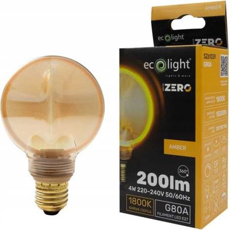 Bombilla LED decorativa retro tipo globo de 4W E27 G80 ámbar (1/5)