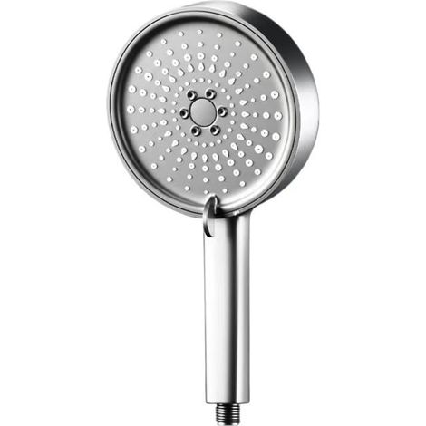 Soffione doccia ad alta pressione, soffione doccia a risparmio idrico da 12 cm con interruttore di arresto, 5 tipi di getto, doccetta manuale argentata con filtro per vasca idromassaggio