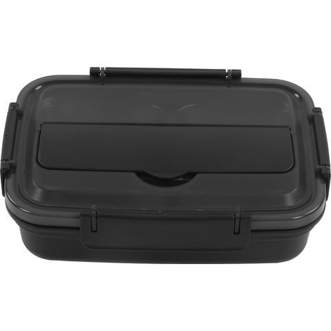 Lunchbox aus Edelstahl 304 mit 4 Fächern, ideal für Schule und Büro (schwarz). (1/5)
