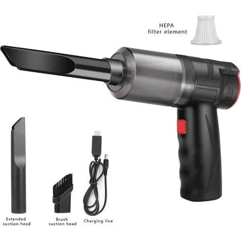 Aspirapolvere manuali, Aspirapolvere a batteria per auto 2 in 1 Aspirapolvere a mano senza fili per casa e auto Mini aspirapolvere a doppio uso, 16000Pa set 150W