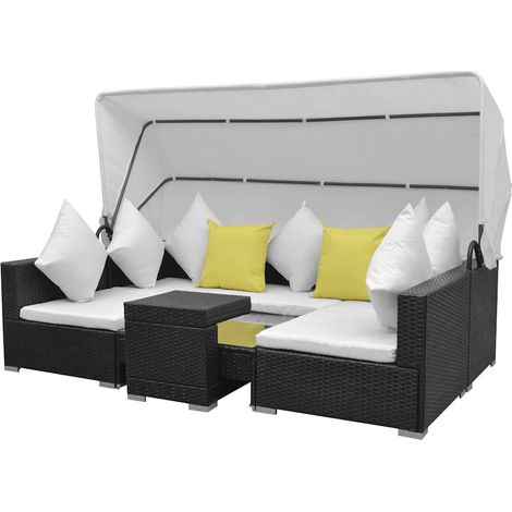 Maison Exclusive - 7-tlg. Garten-Lounge-Set mit Sonnendach Poly R (1/5)