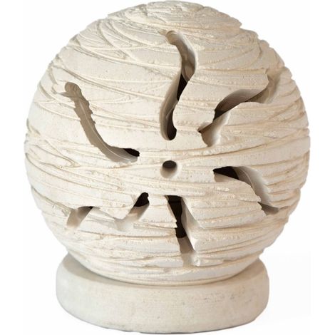 Lampada da terra o tavolo SFERA SPAZZOLATA Piccola scultura decorazione in Pietra Leccese salentina misure 14 x 14 cm (1/2)