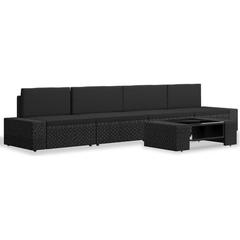 Maison Exclusive - 5-tlg. Garten-Lounge-Set Poly Rattan Schwarz