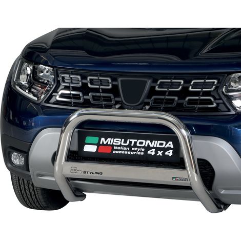 Pare-buffle Avant pour Dacia Duster 2021-2026 63mm en Acier Inoxydable Argent