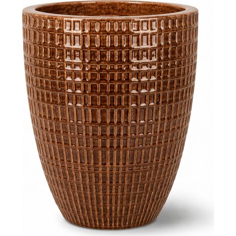 Pot grande taille d'extérieur VERNE 41x55cm écorce, fait main en terre cuite émaillée, résistant au gel (1/5)