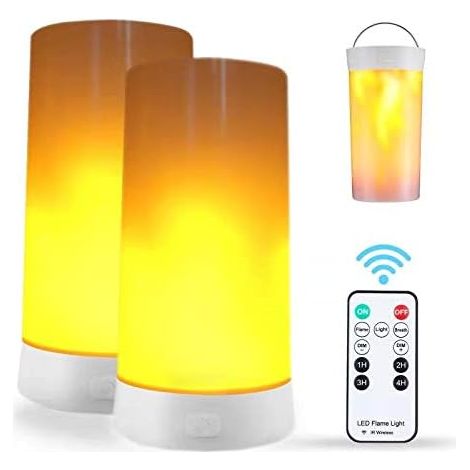 Set mit 2 wiederaufladbaren LED-Flammenlampen per USB mit Fernbedienung und Timer, wasserdicht und dimmbar, XU, ideal für Heimdekoration, Partys usw. - KZQ