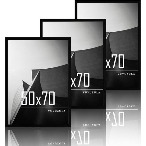 VUVUZULA Bilderrahmen 50x70cm Schwarz Holz Fotorahmen MDF 3er Set (1/5)