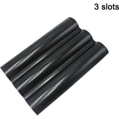 (NOIR)En acier au carbone Vague française Pain de cuisson Plateau pour cuisson Moule Pan Baguette 3 Groove NOIR (1/4)