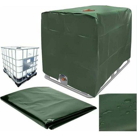 Water tank cover, Tank cover for 1000L tank, Protective cover for water tank container, Dustproof, UV-resistant, Rainproof, 120x100x116cm (green) (1/4)