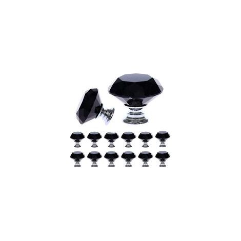 12 tiradores de cristal negro para muebles (30 mm), pomos para muebles de varios tamaños, pomos para puertas, tiradores para cajones, tiradores para puertas de cocina, oficina, dormitorio y armario.