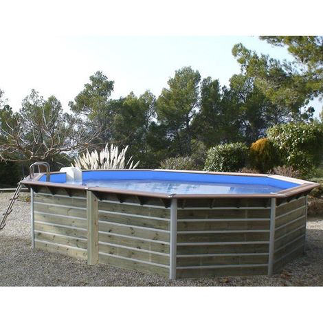 WATERCLIP Piscine bois octogonale - 5,90 x 4,20 x H. 1,11 m LUCON (1/5)