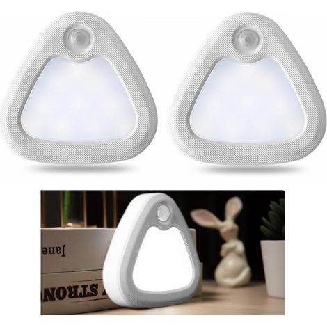 Veilleuse LED avec détecteur de mouvement, éclairage intérieur à détecteur de mouvement, éclairage LED sans fil alimenté par batterie, base magnétique, lumière LED blanche (lot de 2) (1/5)