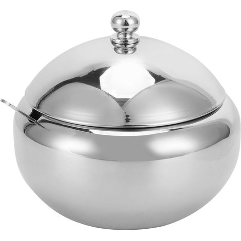 Boîte d'Assaisonnement en Acier Inoxydable 304 avec Cuillère et Couvercle pour Sel, Sucre et Épices (1/5)