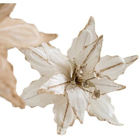 Fleur Artificielle Poinsettia - 28 cm - Décoration de Noël pour Arbre Sapin Guirlande DIY - 1 Pièce (1/5)