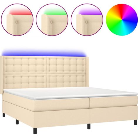Maison Exclusive - Sommier à lattes de lit matelas et LED Crème 200x200 cm Tissu (1/5)