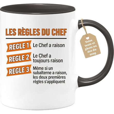 Café-Croissant - Mug Chef Equipe Manager Directeur - Tasse Noël Secret Santa Bureau - Noir/Céramique (1/5)