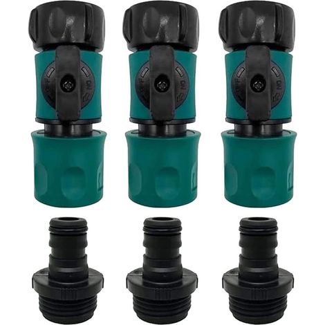 Connecteur rapide pour tuyau d'arrosage 8.5x3.5CM avec valve, raccords rapides 3/4 ", connecteur en plastique ABS (1/5)