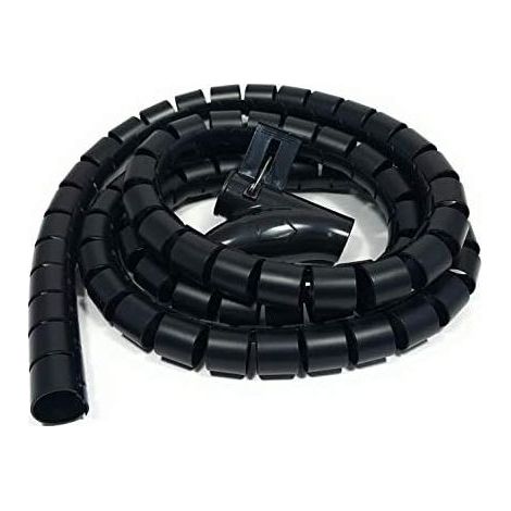 Goulotte de câbles de bureau 3 m, gaine de protection de câbles, tube d'enroulement de stockage, gaine spiralée flexible, convient pour câble de 22 mm - noir (1/5)