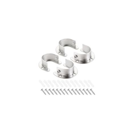 Set di 4 supporti per asta per tende in acciaio inox da 32 mm per armadi da bagno e cucina - Crezuo